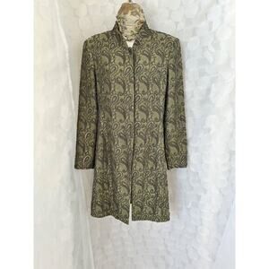 VTG 10 Green Heavily Beaded EVENING Duster Coat Wedding Mother of Bride formal
